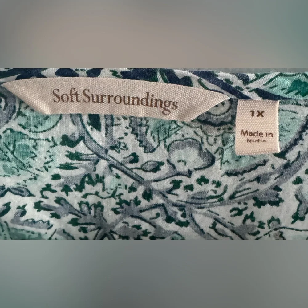 Soft Surroundings Teal and White Patterned Midi Dress - Picture 3 of 5